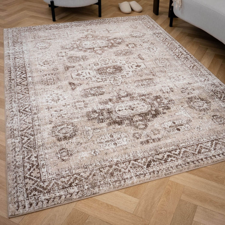 Montana Vintage Beige Rug, fade-resistant, stain-resistant, easy to clean, eco-friendly | The Rugs