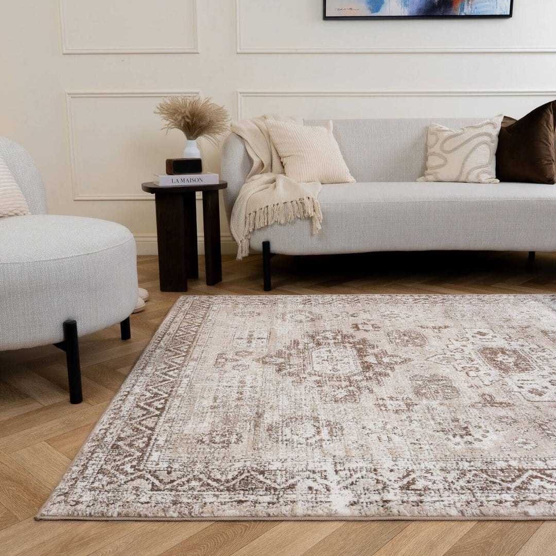 Montana Vintage Beige Rug, fade-resistant, stain-resistant, easy to clean, eco-friendly | The Rugs