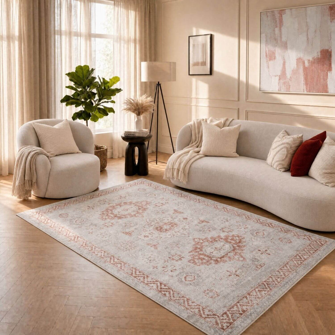 Abstract Montana Rose Vintage Rug, Satin-Resistant, Fade-Resistant, Easy To clean, Eco-Friendly | The Rugs
