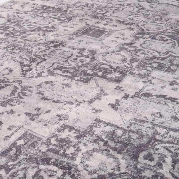 Living Room Rug Medallion Design in Grey