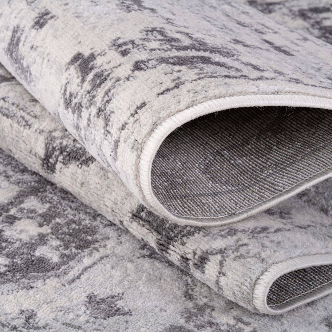 Living Room Rug Medallion Design in Grey