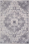 Living Room Rug Medallion Design in Grey