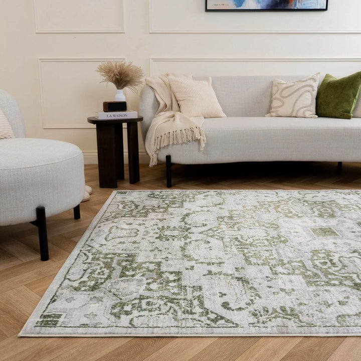 Abstract Montana Green Vintage Rug, Satin-Resistant, Fade-Resistant, Easy To clean, Eco-Friendly | The Rugs
