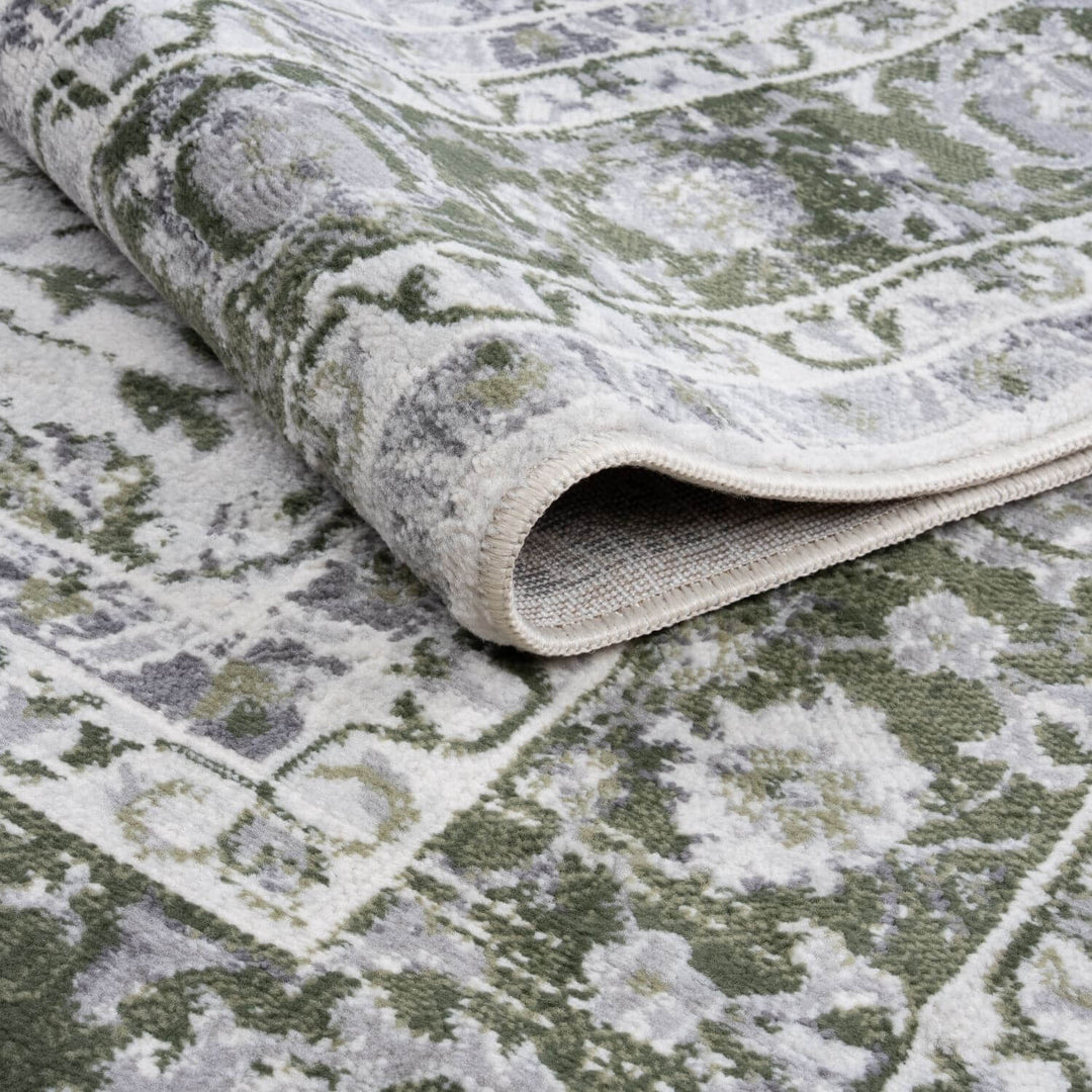 Montana Bordered Green Rug, fade-resistant, stain-resistant, easy care rug|The Rugs