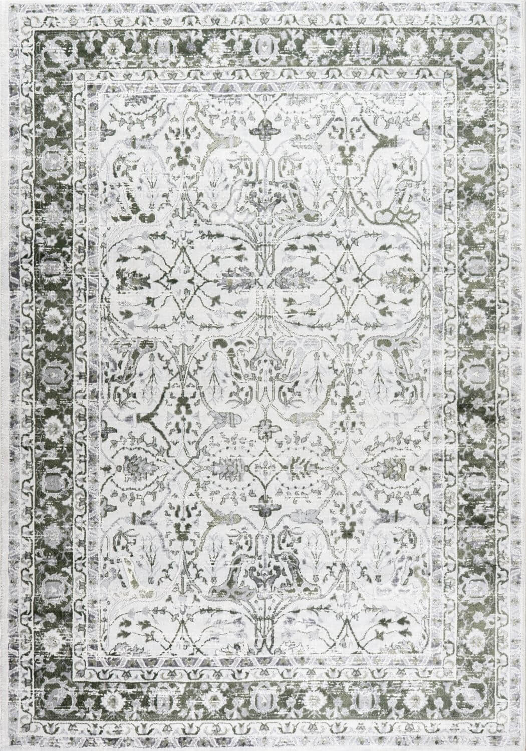 Montana Bordered Green Rug, fade-resistant, stain-resistant, easy care rug|The Rugs