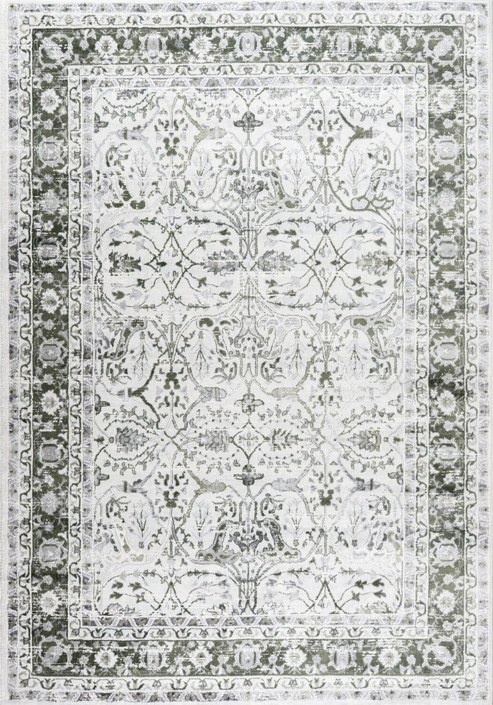 Montana Bordered Green Rug, fade-resistant, stain-resistant, easy care rug|The Rugs
