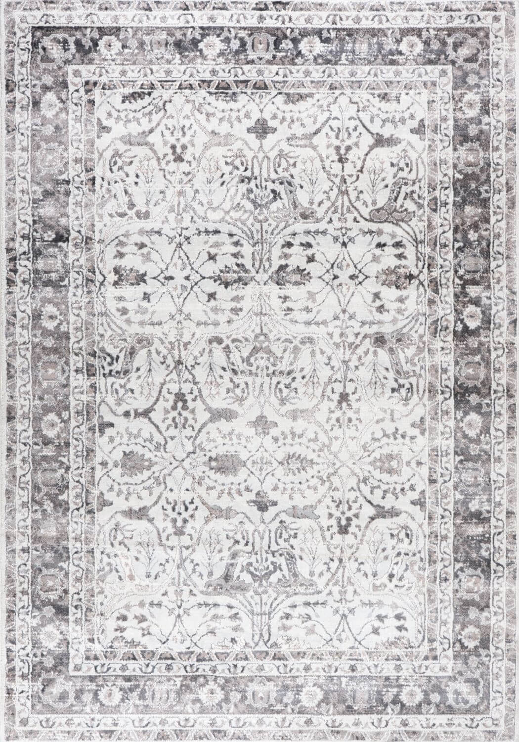 Montana Bordered Grey Rug, fade-resistant, stain-resistant, easy care rug|The Rugs