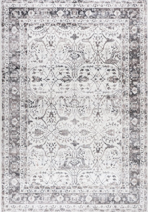 Montana Bordered Grey Rug, fade-resistant, stain-resistant, easy care rug|The Rugs