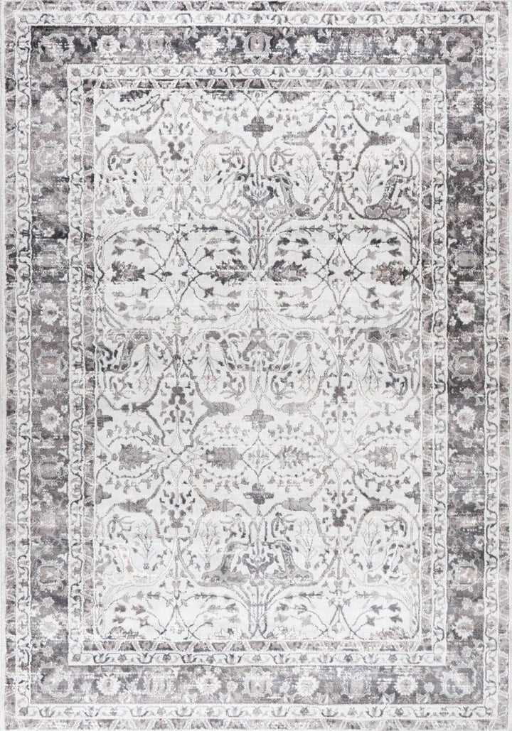 Montana Bordered Grey Rug, fade-resistant, stain-resistant, easy care rug|The Rugs