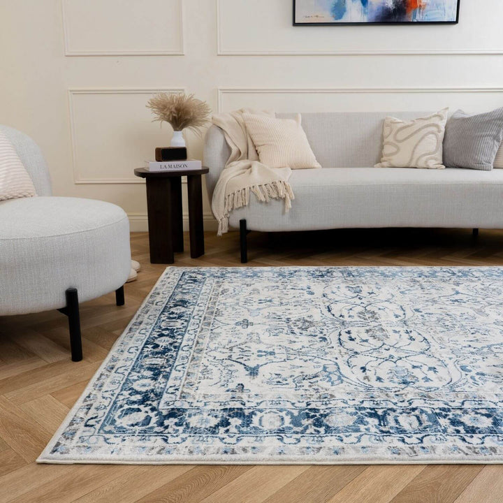 Montana Navy Vintage Rug, Satin-Resistant, Fade-Resistant, Easy To clean, Eco-Friendly | The Rugs