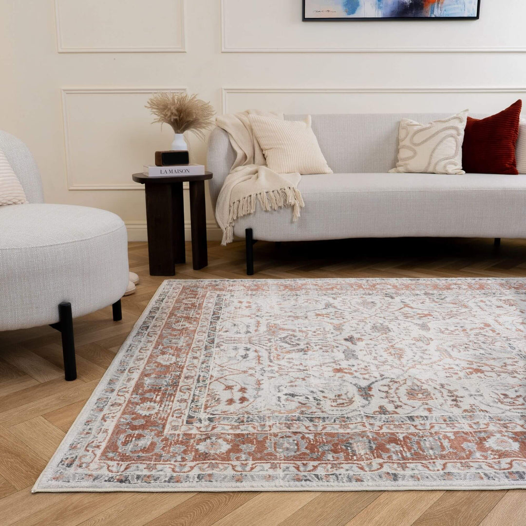 Montana Bordered Rose Rug, fade-resistant, stain-resistant, easy care rug|The Rugs
