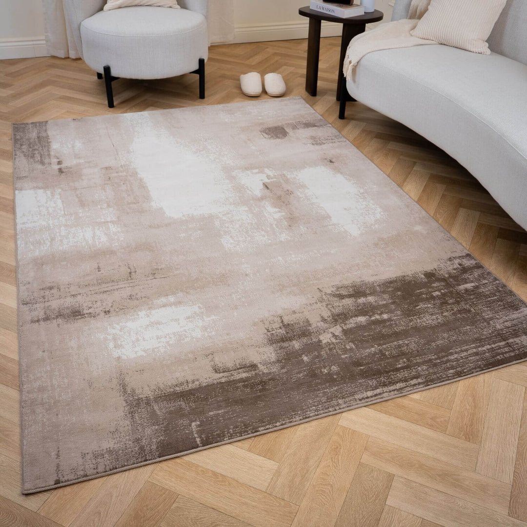 Elaris Abstract Beige Rug, abstract design, non-shedding, easy to clean, eco-friendly|The Rugs