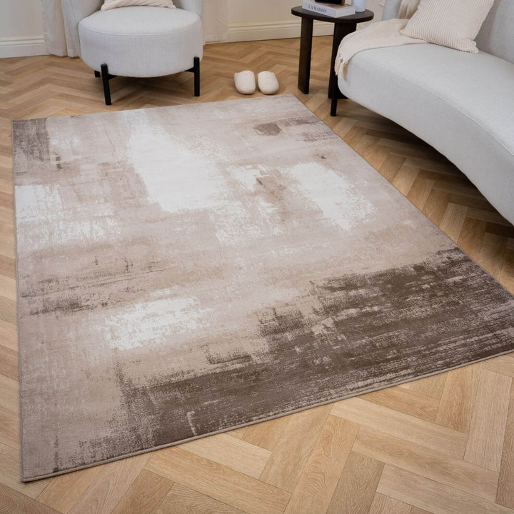 Elaris Abstract Beige Rug, abstract design, non-shedding, easy to clean, eco-friendly|The Rugs