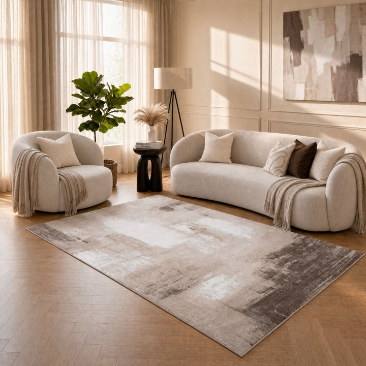 Elaris Abstract Beige Rug, abstract design, non-shedding, easy to clean, eco-friendly|The Rugs