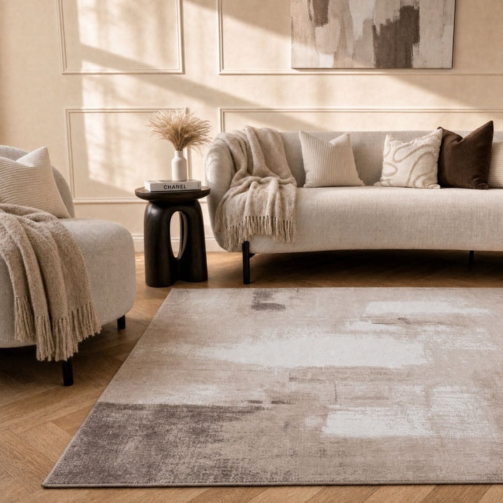 Elaris Abstract Beige Rug, abstract design, non-shedding, easy to clean, eco-friendly|The Rugs