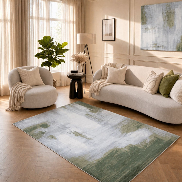 Elaris Abstract Green Rug, Abstract, hard-wearing, non-shedding, stain-resistant | The Rugs
