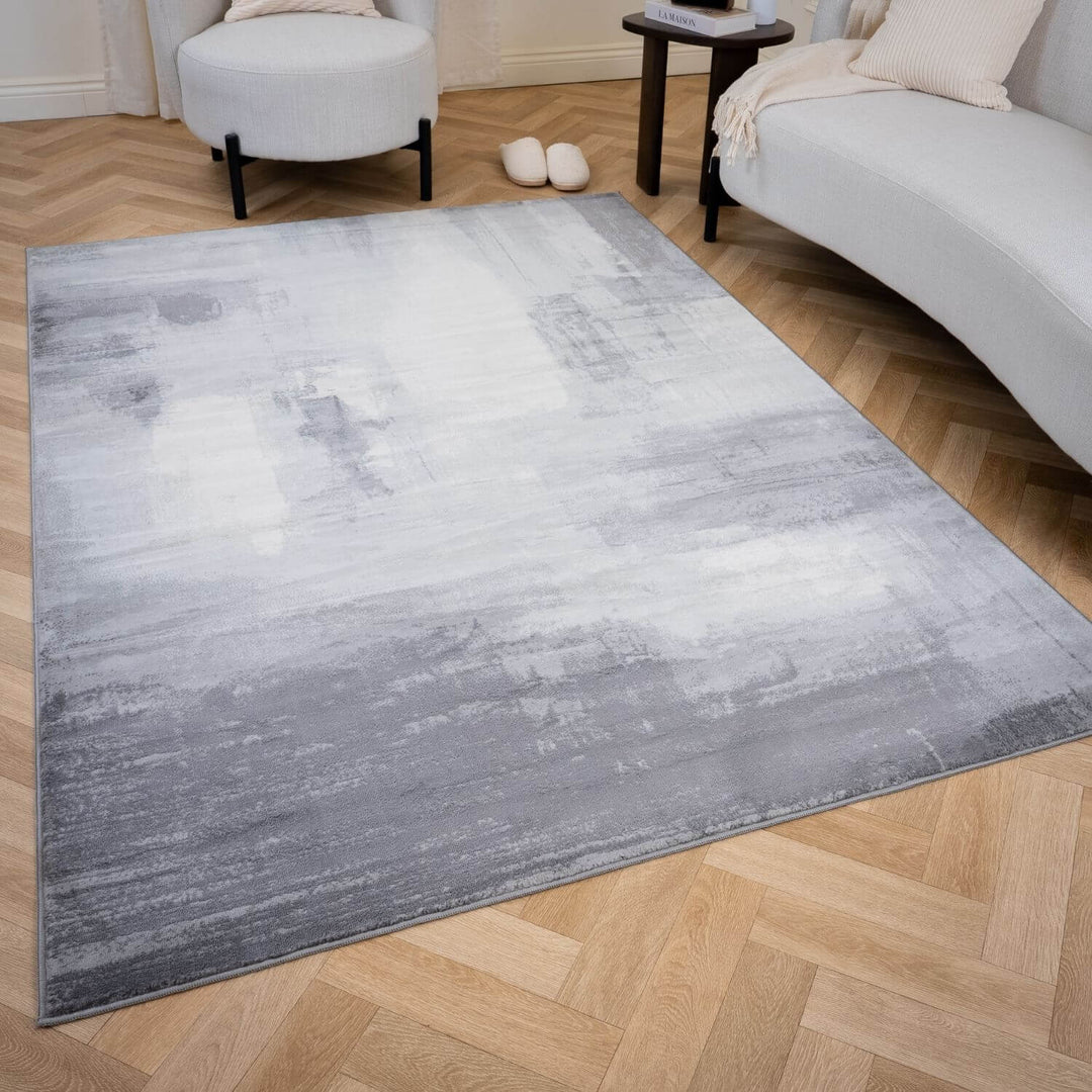 Elaris Abstract Grey Rug, abstract design, non-shedding, easy to clean, eco-friendly|The Rugs