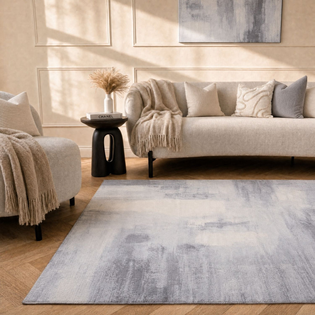 Elaris Abstract Grey Rug, abstract design, non-shedding, easy to clean, eco-friendly|The Rugs