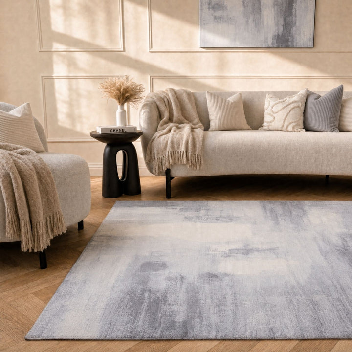 Elaris Abstract Grey Rug, abstract design, non-shedding, easy to clean, eco-friendly|The Rugs