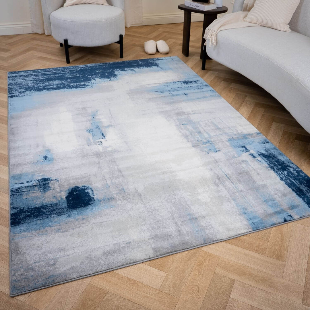 Elaris Abstract Navy Rug, Abstract, hard-wearing, eco-friendly, stain-resistant | The Rugs