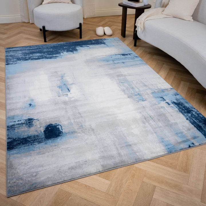 Elaris Abstract Navy Rug, Abstract, hard-wearing, eco-friendly, stain-resistant | The Rugs