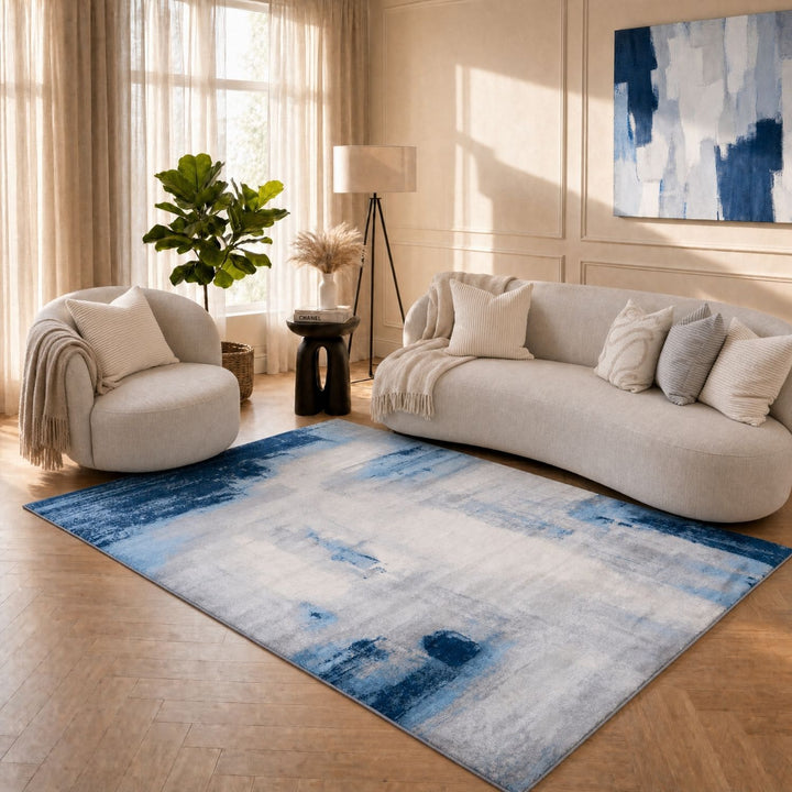 Elaris Abstract Navy Rug, Abstract, hard-wearing, eco-friendly, stain-resistant | The Rugs