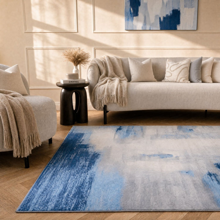 Elaris Abstract Navy Rug, Abstract, hard-wearing, eco-friendly, stain-resistant | The Rugs