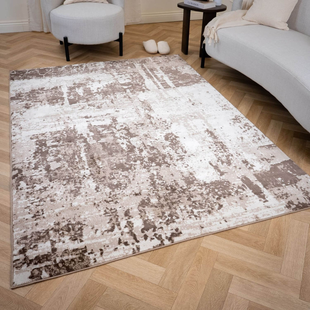 Elaris Brown abstract rug, jute backing, anti-static, non-shedding | The Rugs