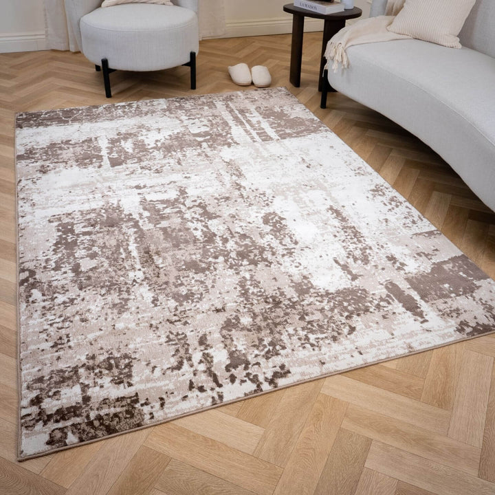 Elaris Brown abstract rug, jute backing, anti-static, non-shedding | The Rugs
