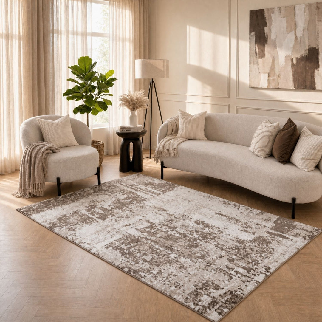 Elaris Brown abstract rug, jute backing, anti-static, non-shedding | The Rugs