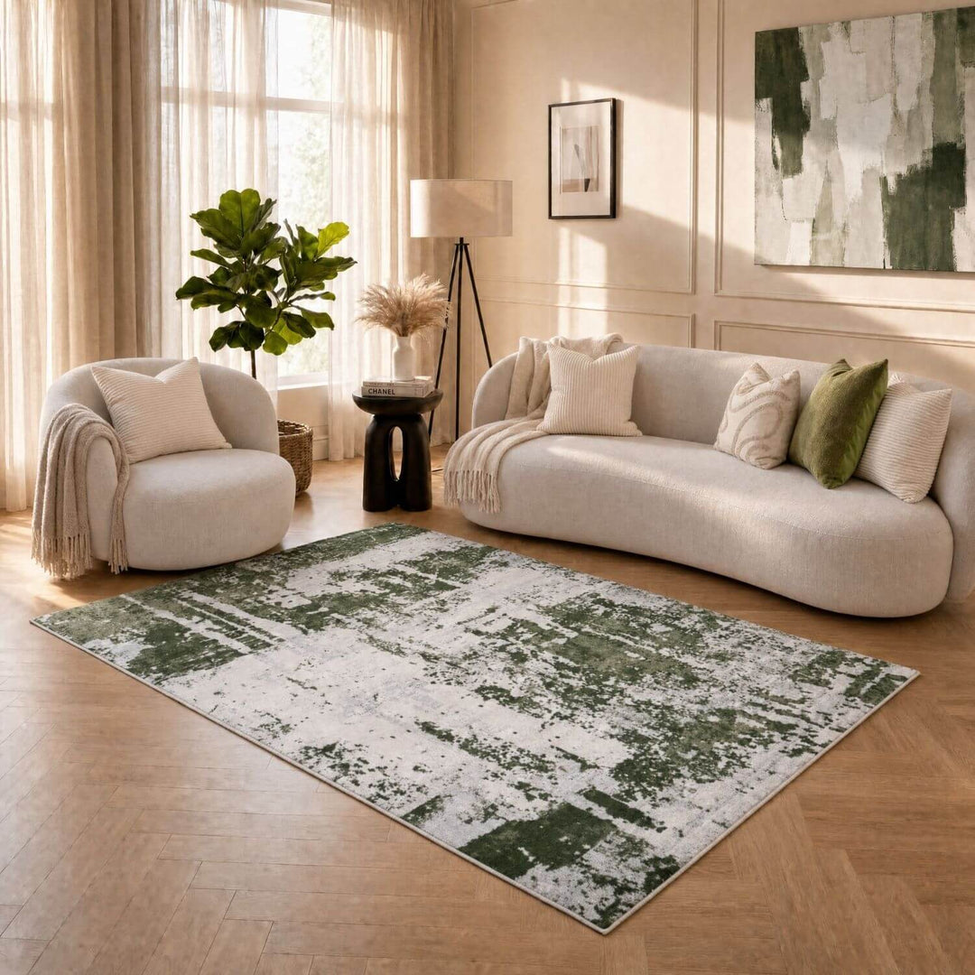 Elaris brown abstract rug, jute backing, anti-static, non-shedding|The Rugs