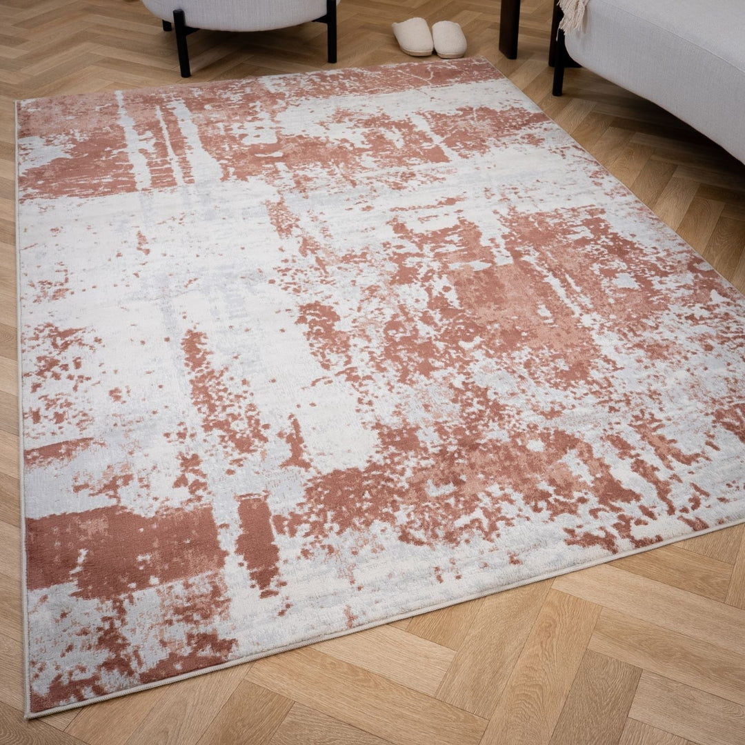 Elaris rose abstract rug, jute backing, anti-static, non-shedding | The Rugs