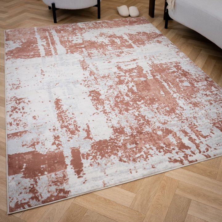 Elaris rose abstract rug, jute backing, anti-static, non-shedding | The Rugs