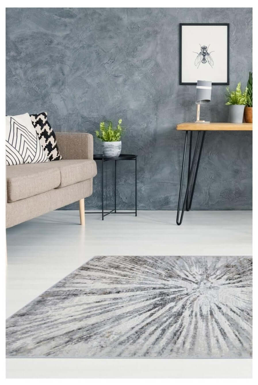 Abstract Collection Burst Design Area Rug in Grey – The Rugs