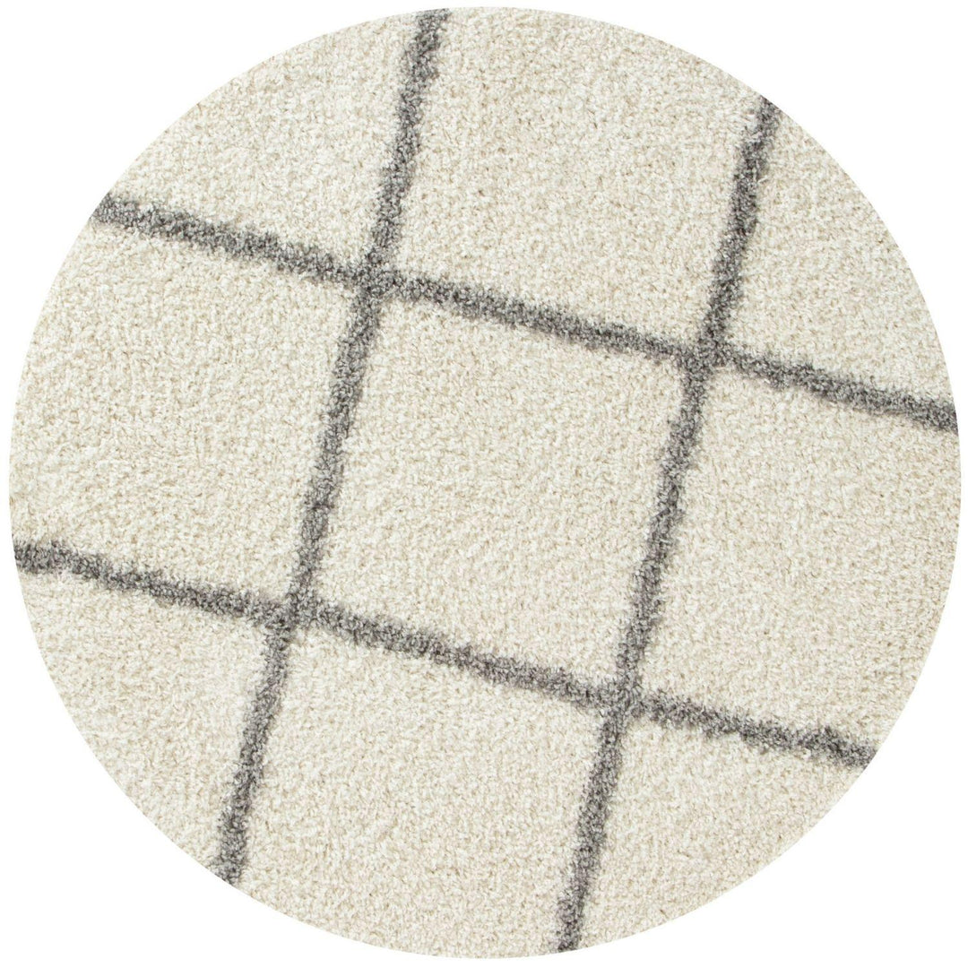 Diamond Design Thick Shaggy Area Rugs Ivory