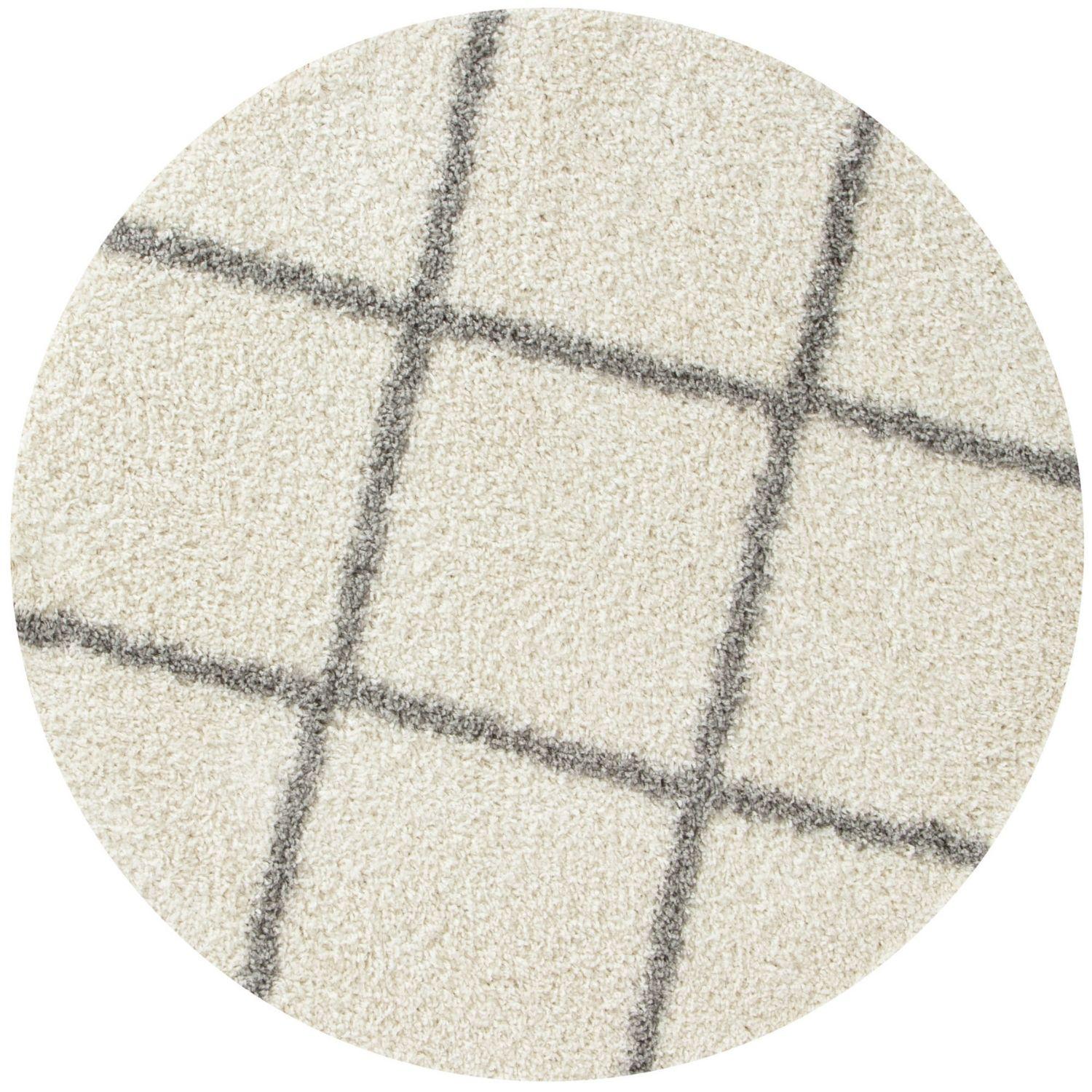 Diamond Design Thick Shaggy Area Rugs Ivory