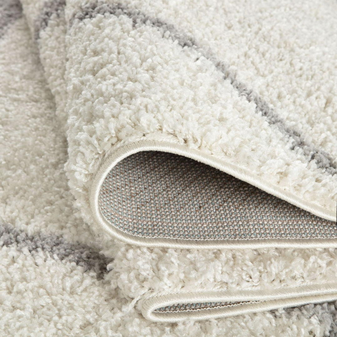 Diamond Design Thick Shaggy Area Rugs Ivory