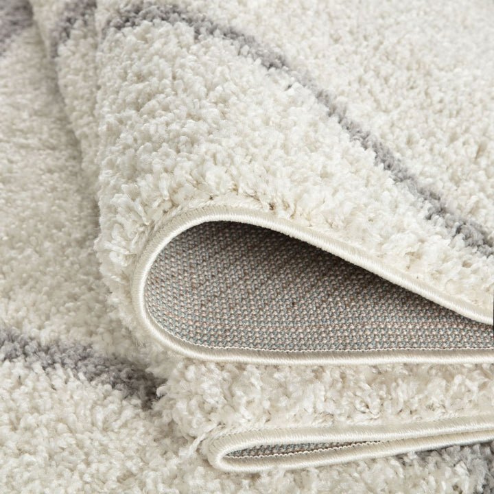 Diamond Design Thick Shaggy Area Rugs Ivory