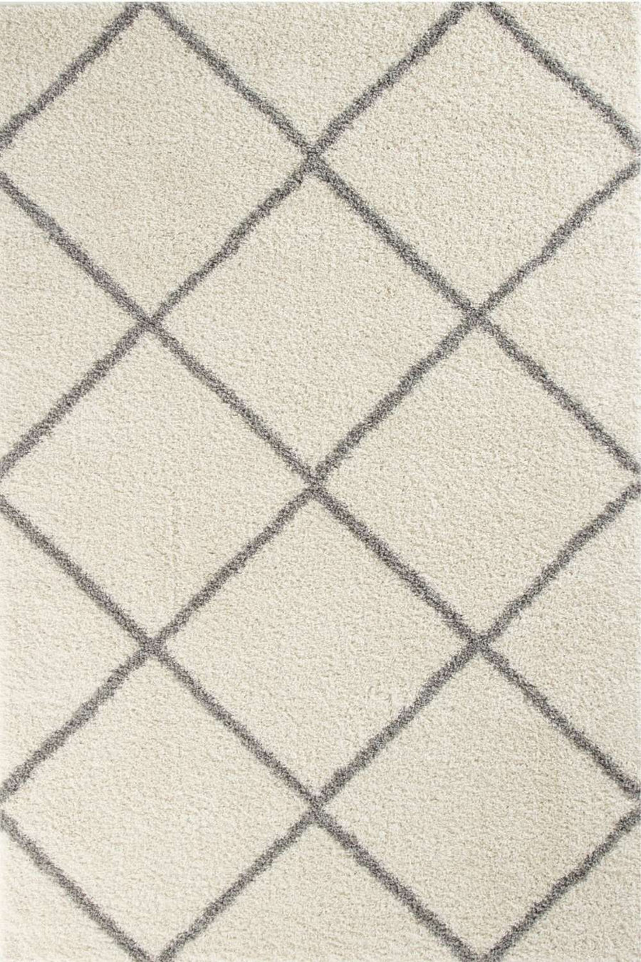 Diamond Design Thick Shaggy Area Rugs Ivory