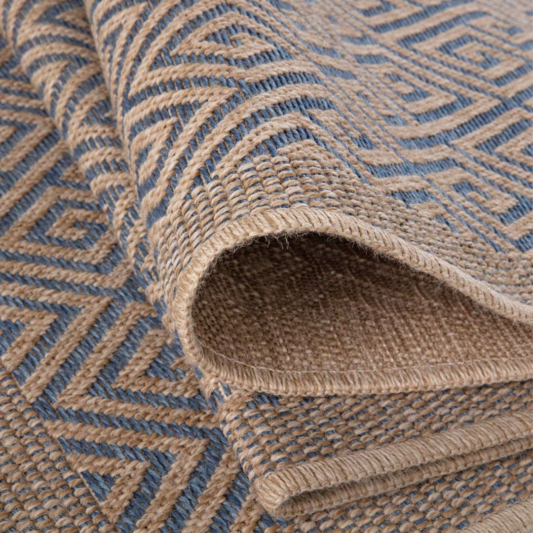 Nature Blue outdoor rug is resistant to moisture and UV protected