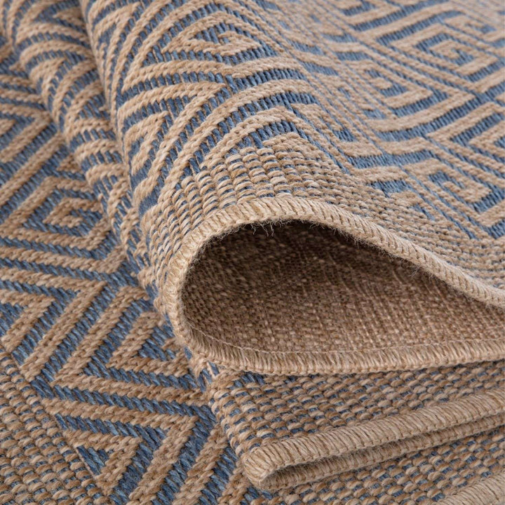 Nature Blue outdoor rug is resistant to moisture and UV protected