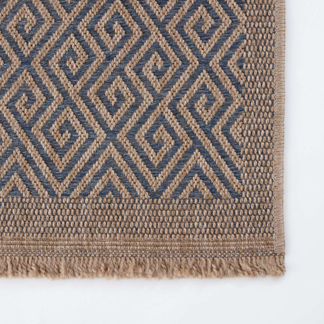 Nature Blue outdoor rug is resistant to moisture and UV protected