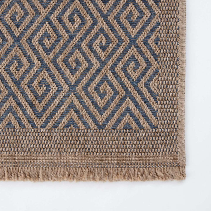 Nature Blue outdoor rug is resistant to moisture and UV protected