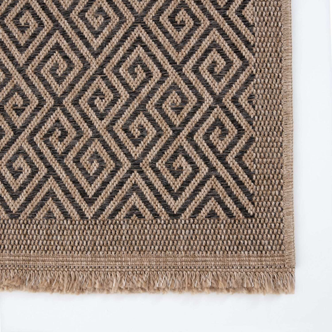 Nature Outdoor Rug Dark Grey jute-look designs and soft, non-shedding texture, moisture and UV protected.