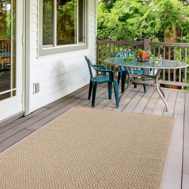 Nature Outdoor Green Rug durable, weather-resistant, Jute-Look design.
