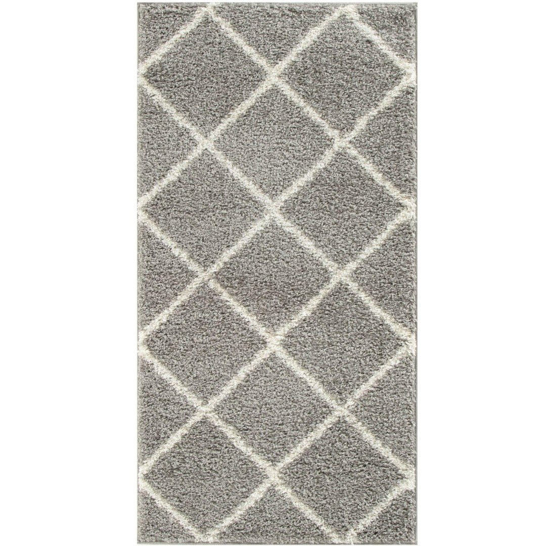 Diamond Design Thick Shaggy Area Rugs Grey
