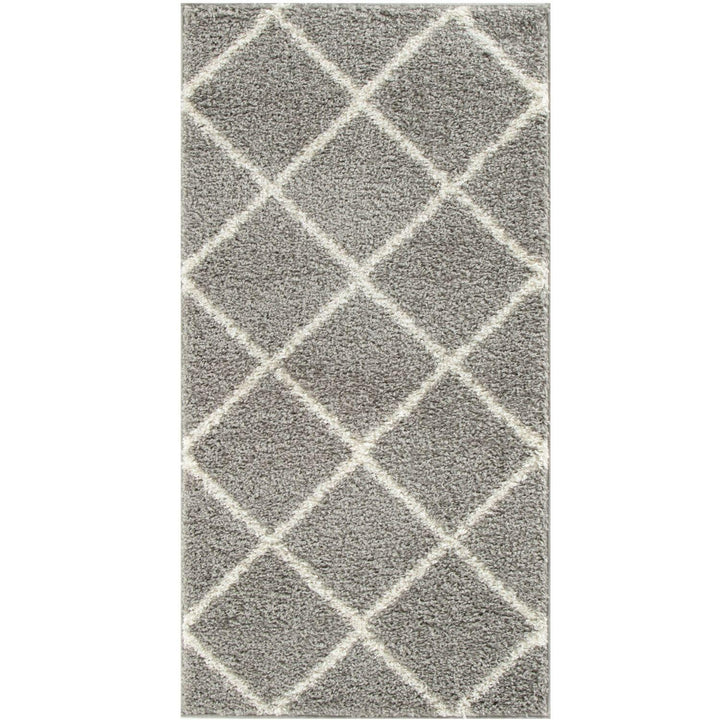 Diamond Design Thick Shaggy Area Rugs Grey