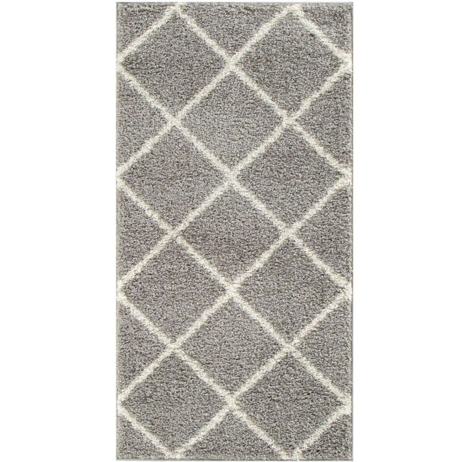 Diamond Design Thick Shaggy Area Rugs Grey