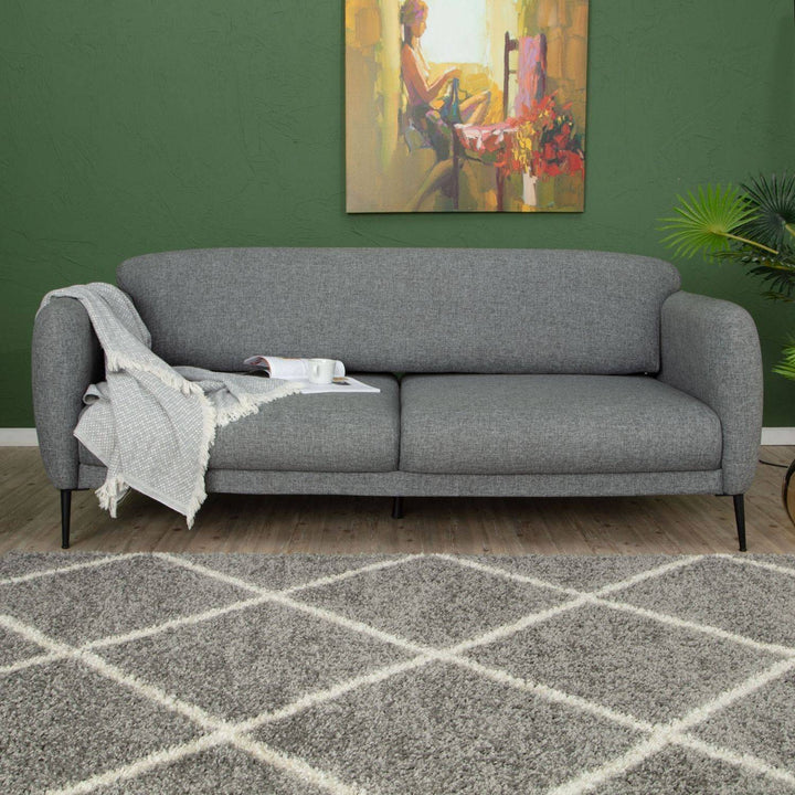 Diamond Design Thick Shaggy Area Rugs Grey
