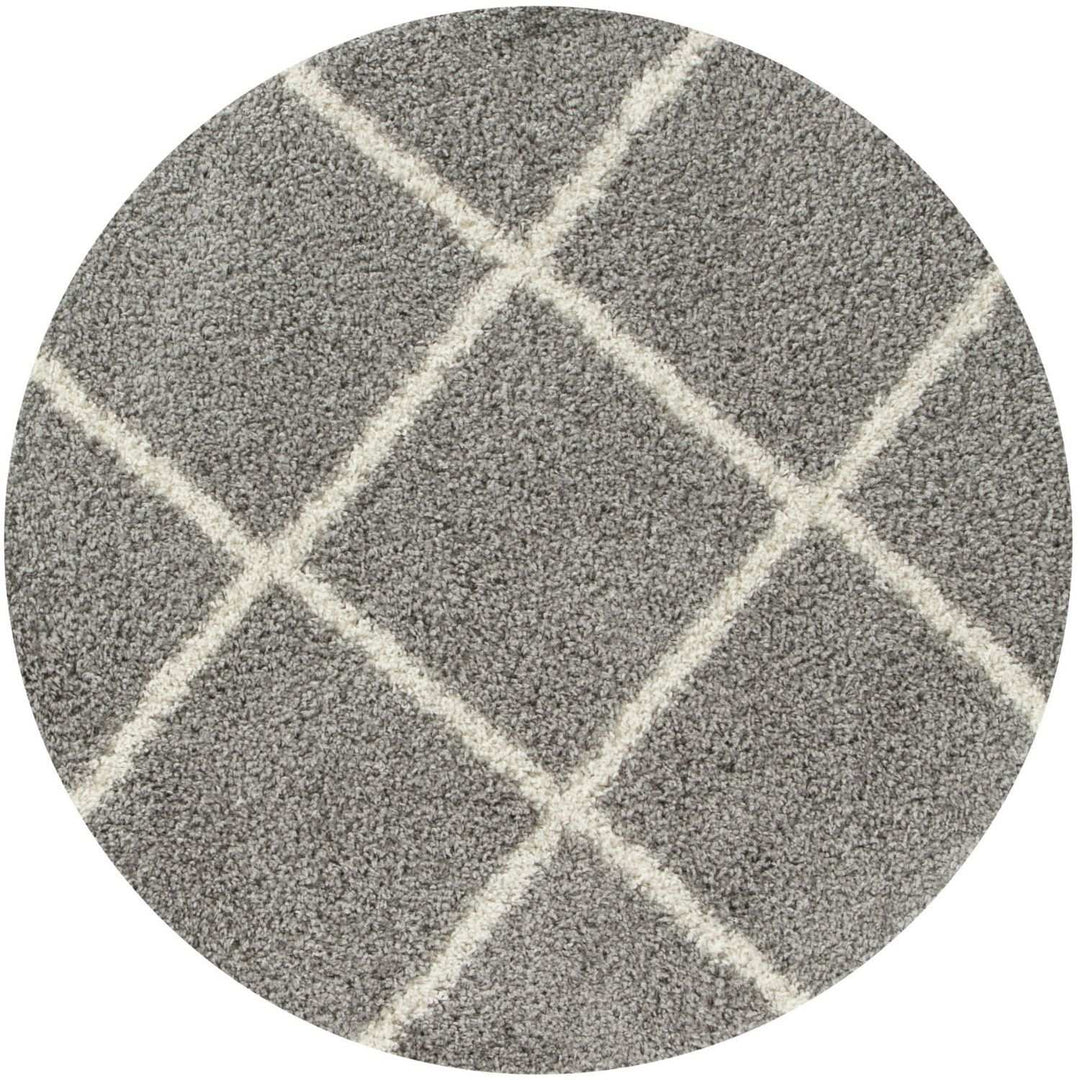 Diamond Design Thick Shaggy Area Rugs Grey